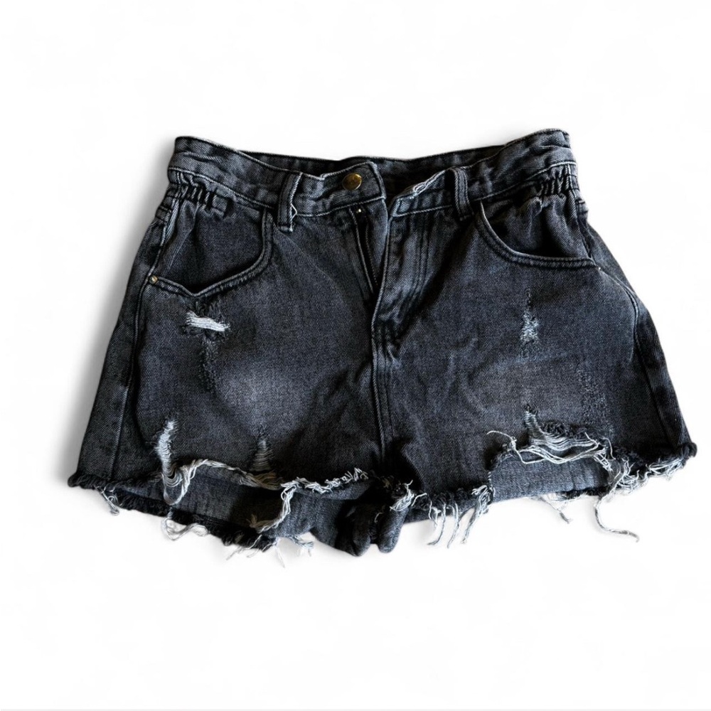 Edgy Charcoal Denim Shorts